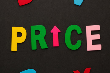 Price spelled wooden letters
