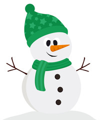 Cute snowman on the white background