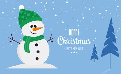Cute snowman merry christmas background