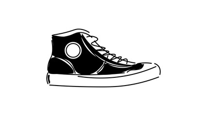 A pair of sneakers with white laces isolated on white background. Classic sports shoes. Vector illustration.