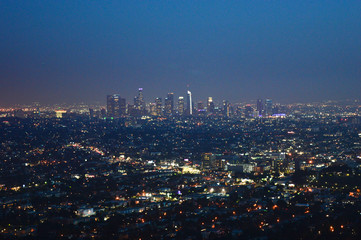 Fototapeta na wymiar Los Angeles night cityscape during the night taken from Griffith Observatory