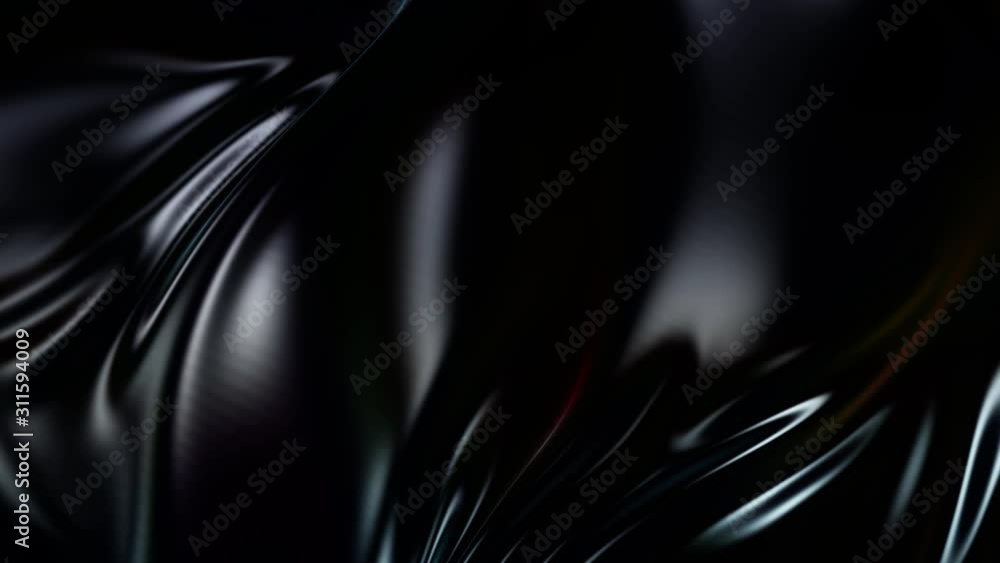 Aufkleber 4k 3d animation of wavy black cloth surface that forms ripples like in fluid surface or folds like i