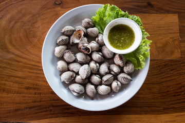 Top view Thai food on dish.