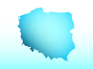 Blue Poland map ice with dark and light effect vector on light background illustration