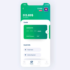 Banking app UI kit prototype. UI design of mobile finance application.