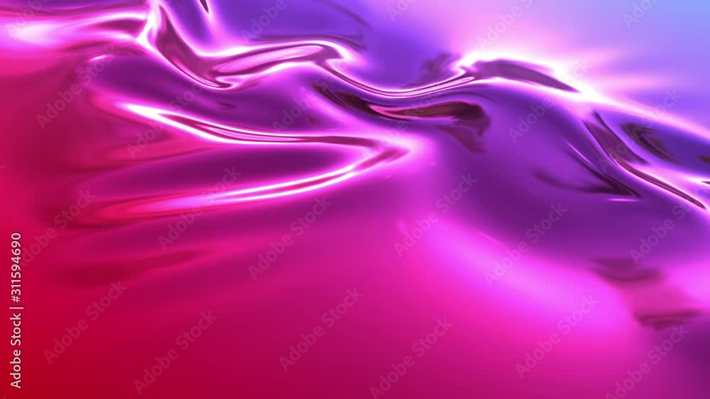 Aufkleber animated metalic red blue gradient in 4k. 3d render of wavy cloth surface that forms ripples like in