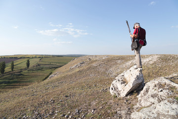 Nature photographer with digital camera.