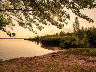 Landschaft und Natur am Geiseltalsee - einem ehemaligen Tagebau - in der Nähe von Merseburg,...