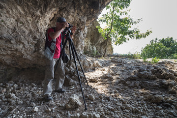 Nature photographer with digital camera.