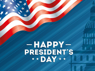 happy presidents day with flag usa vector illustration design