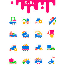 Set of Simple Icons of Agricultural Machinery