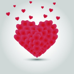 Volumetric heart on a light background. Valentine's Day Greeting Card