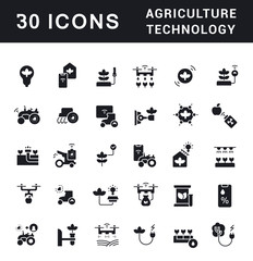 Set of Simple Icons of Agriculture Technology