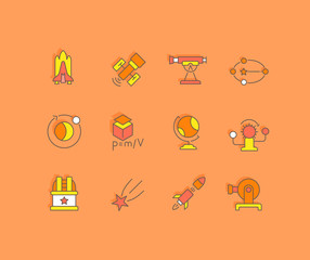 Set of Simple line Icons of Astronomy