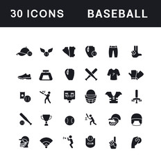 Set of Simple Icons of Baseball