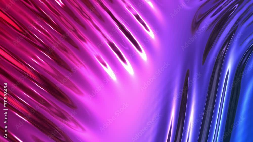 Aufkleber animated metalic red blue gradient in 4k. 3d render of wavy cloth surface that forms ripples like in