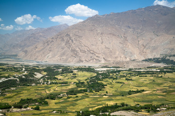 View to Ishkashim city from mountain in Afghanistan