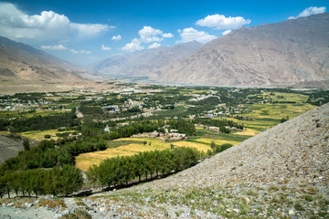 Naklejka na ściany i meble View to Ishkashim city from mountain in Afghanistan