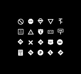 Set of Simple Icons of Road Sign