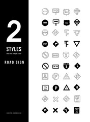 Fototapeta na wymiar Simple Line Icons of Road Sign