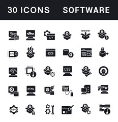 Set of Simple Icons of Software
