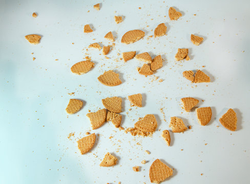 Crumbles of biscuits from top