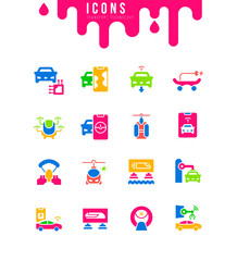 Set of Simple Icons of Transport Technology