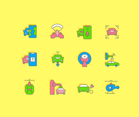 Set of Simple line Icons of Transport Technology