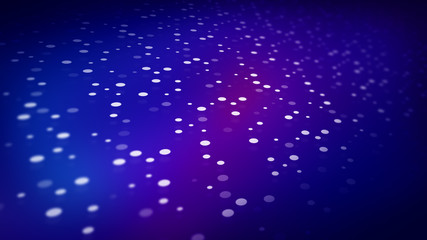 White dot pattern with diminishing perspective on a soft dark blue and purple color gradient background in 4k resolution.