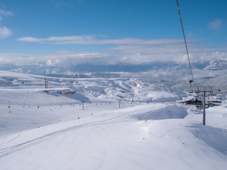 Fototapeta na wymiar Ski lift on Parnassos ski resort