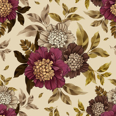 Seamless pattern with elegant bouquet of flowers. Floral background for surface design
