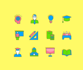Set of Simple line Icons of University