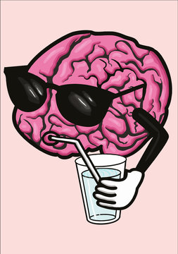 illustration cerveau dr&ocirc;le, relax, zen, se sentir en vacances
