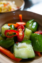 chinese appetizer with pickled cucumber