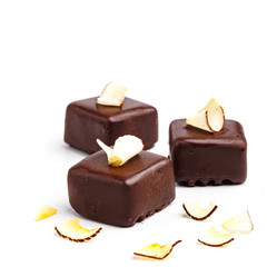 Fine handmade chocolates. Isolated on white background