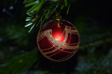 Beautiful Christmas balls on the Christmas tree