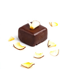 Fine handmade chocolates. Isolated on white background