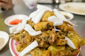 Taiwanese snacks of delicious fry oyster