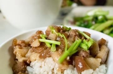 Chinese braised pork on rice