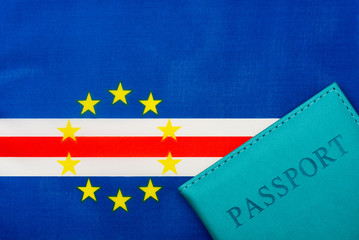 On the background of the flag of Cape Verde is a passport.