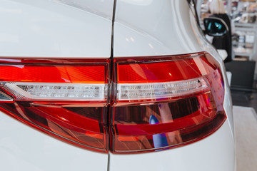  The rear lights of the car.