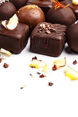Fine handmade chocolates. Isolated on white background