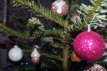 Beautiful Christmas balls on the Christmas tree