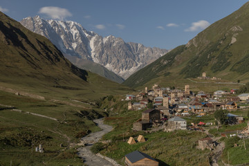 Fototapeta na wymiar Village of Ushguli in Caucasus Mountains