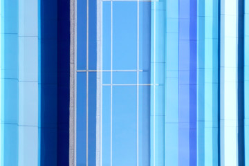Windows. Computer graphics of abstract modern architecture of an office building with structural glazing. Exterior with stripy glass pattern. Striped geometricl li background with parallel lines.