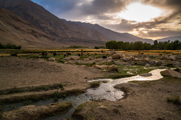 Sunset View in Wakhan Corridor in Afghanistan