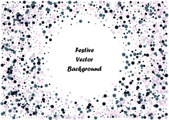 Festive color round confetti background. Abstract frame confetti texture for holiday, postcard, poster, website, carnivals, birthday and children's parties. Cover confetti mock-up. Wedding card layout