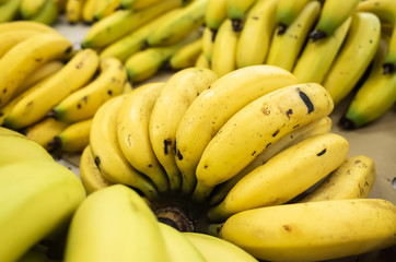 banana fruit stacked on the marketplace