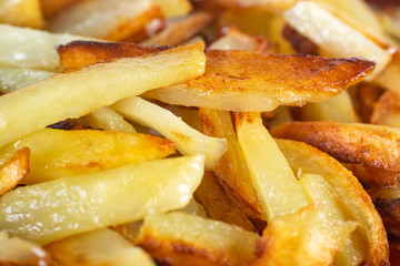 Close up of homemade French Fries chips potato.