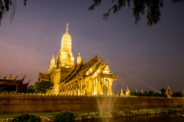 Beautiful temple in Thailand with sunset time.
